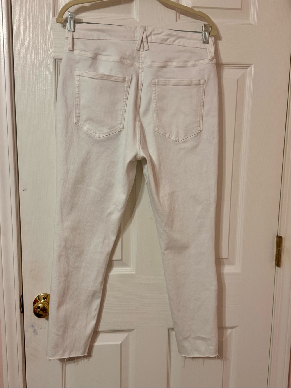 Good American Good Petite Skinny Raw Edge Jeans White Size 14 - Picture 4 of 6